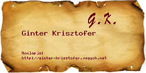 Ginter Krisztofer névjegykártya